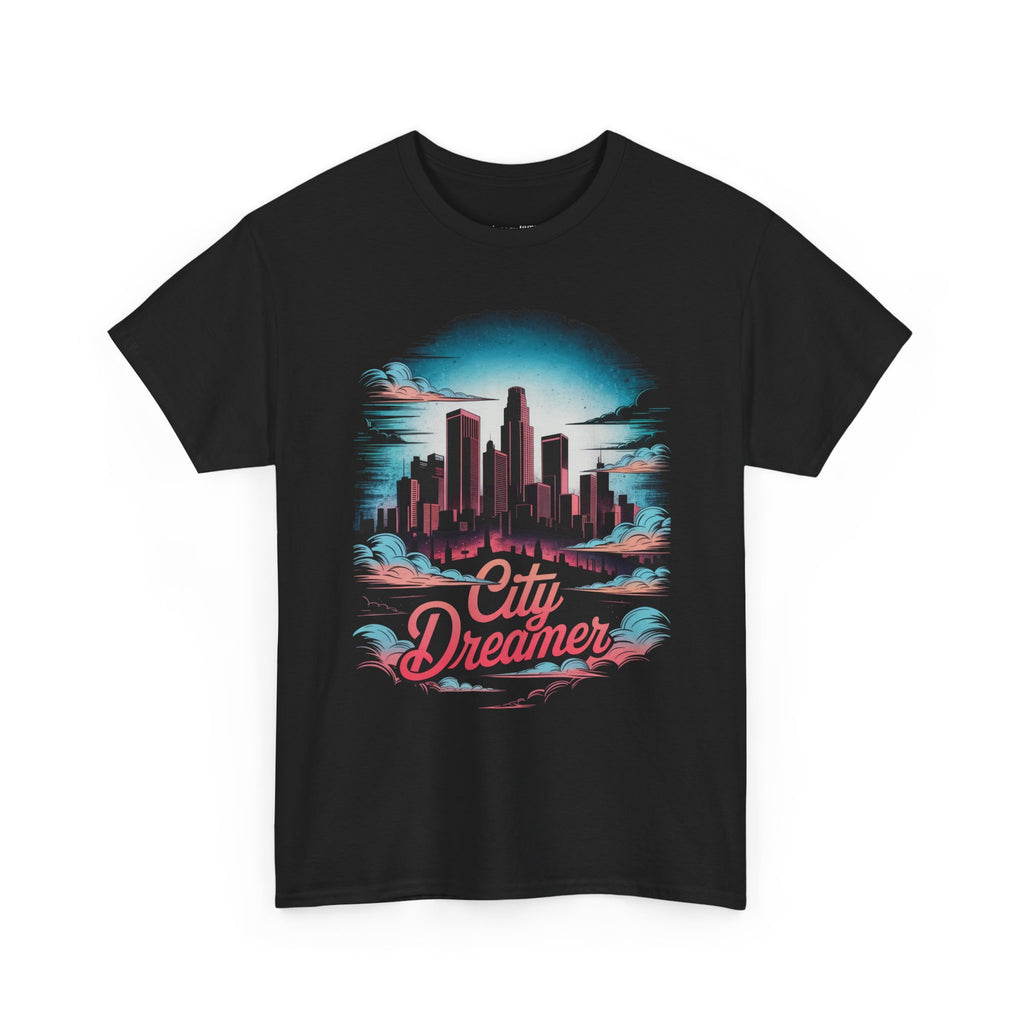 City Dreamer Tee — Retro Neon Skyline Graphic T-Shirt